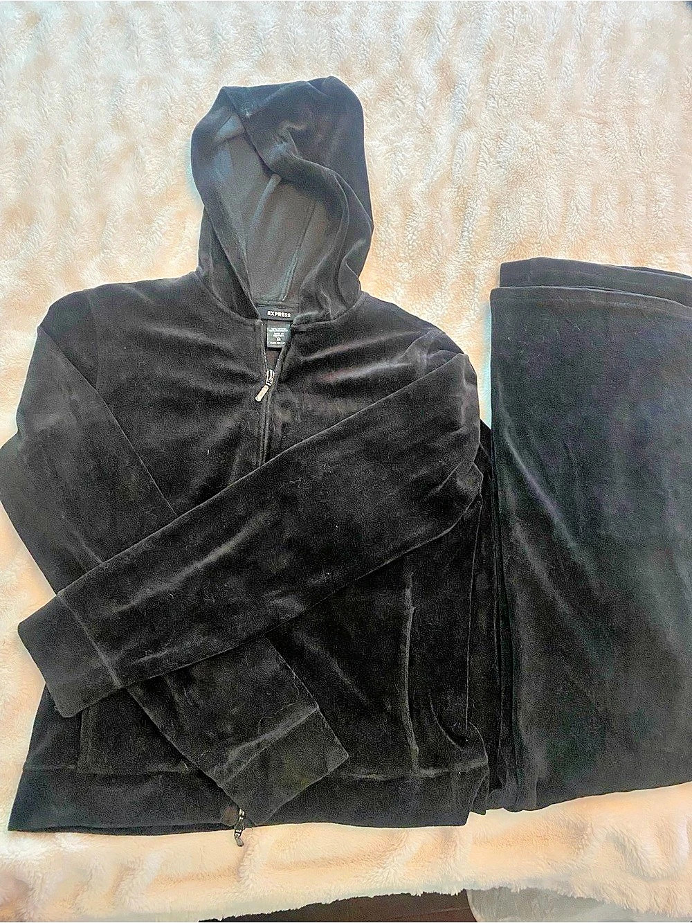 Express Black Velour Hoodie Set Size Medium